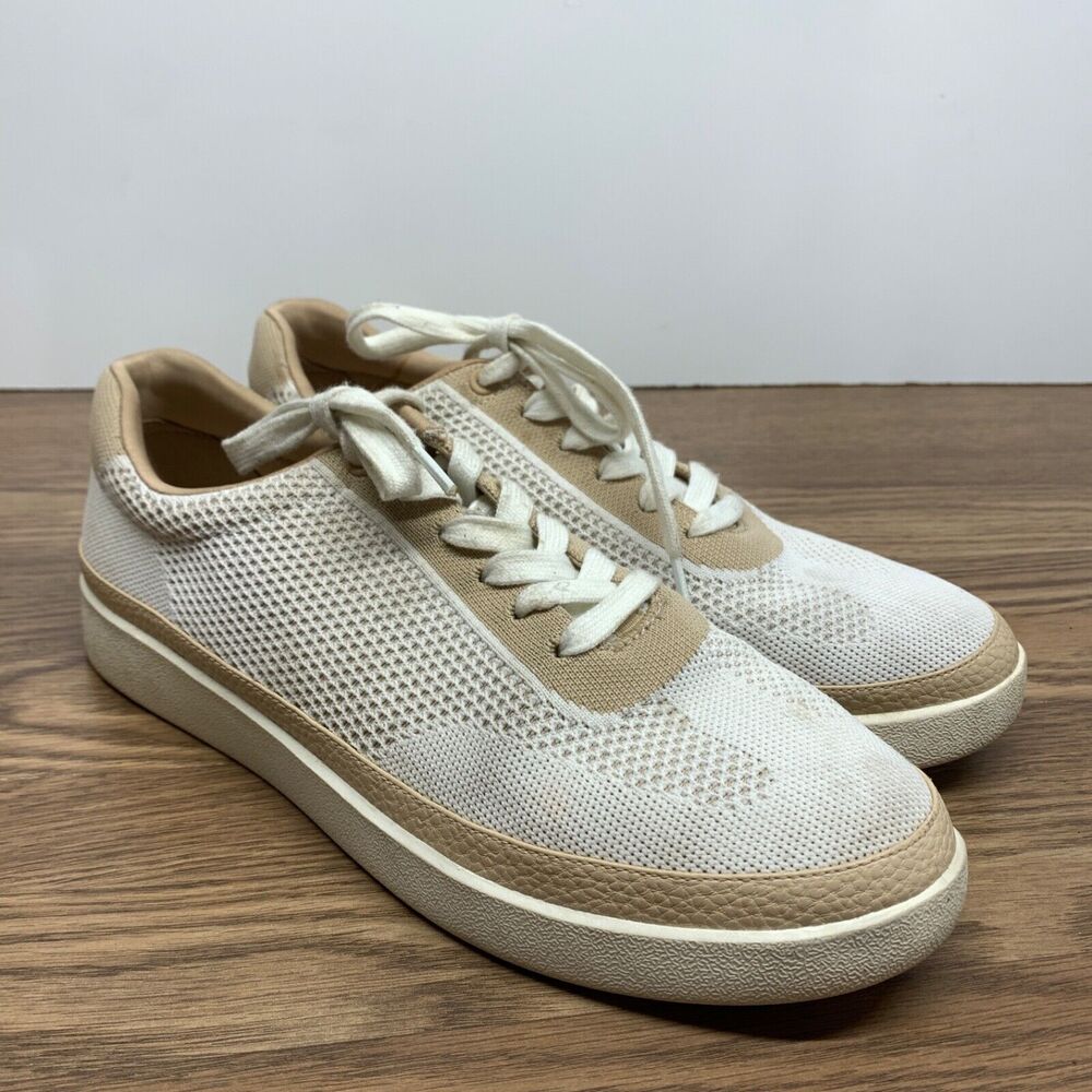 Vionic Womens Galia Knit Sneakers White Beige Lace-up Casual Shoes Size 11
